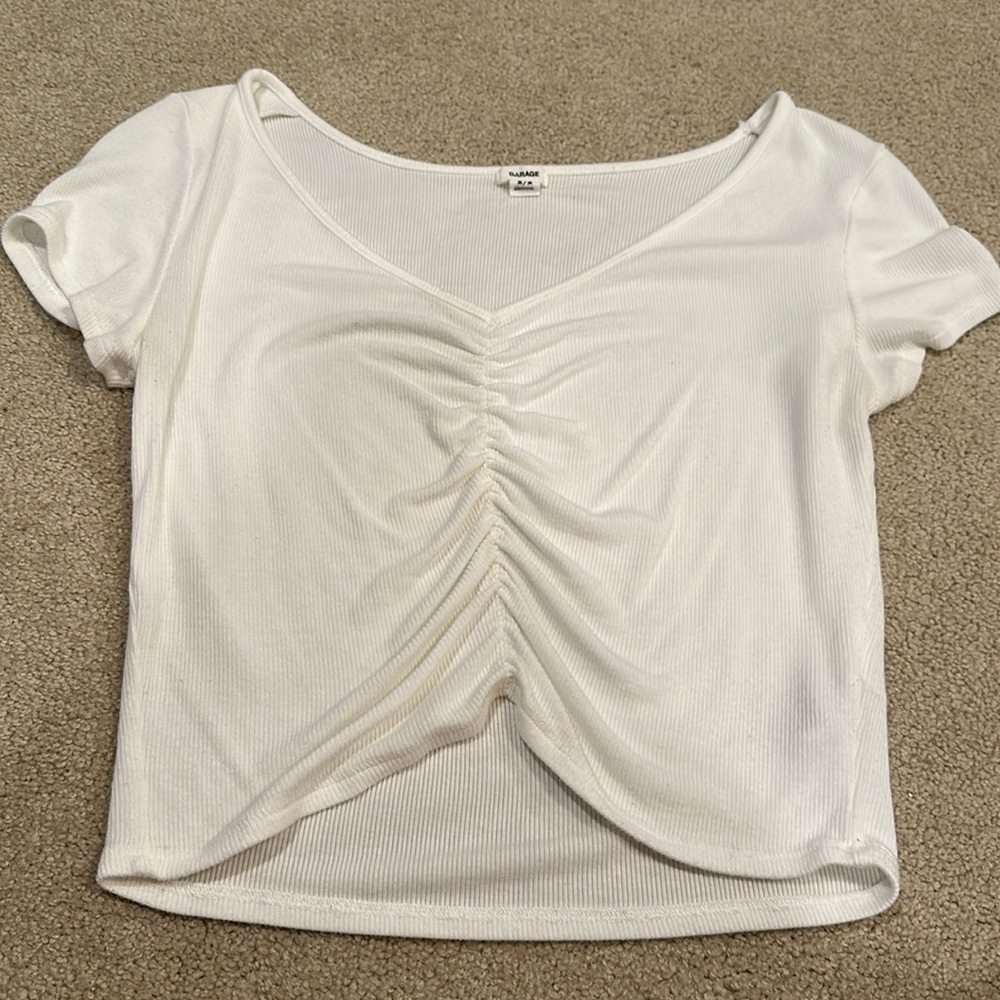 Garage ruched white shirt